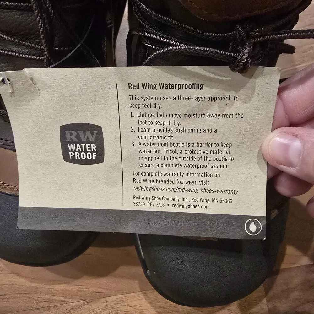 NWOB Red Wing Style 2436 Waterproof Brown and Black Work Boots With Aluminum Toe